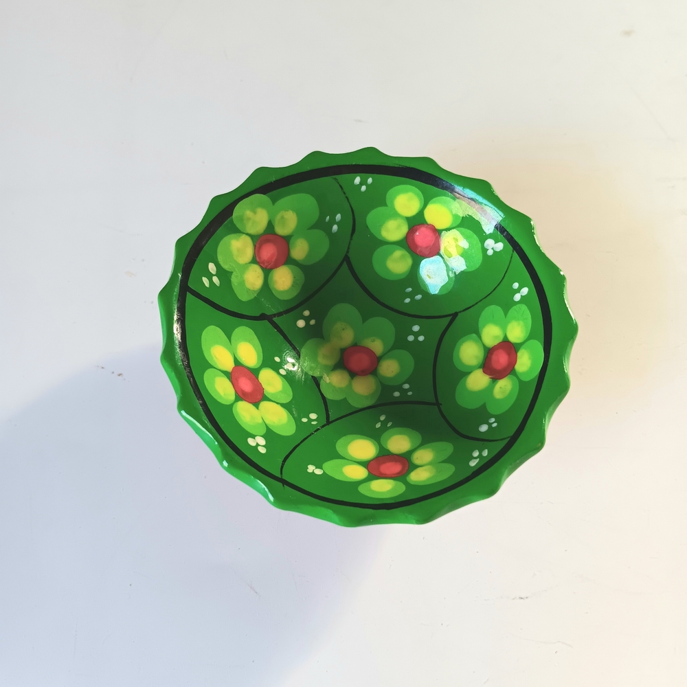 Tonal Mexican Hand Painted Floral Potterry Bowl Trinket / Ring Dish